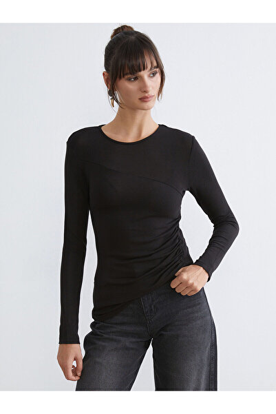 LC Waikiki Γυναικείο κορμάκι SoulifeBordo με λαιμόκοψη και κορδόνι περίσφιξης