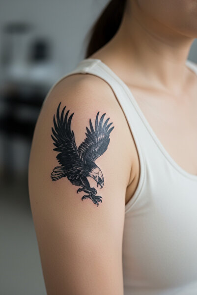 Lavmi Kartal Saldırısı 18x11 cm 1 Aylık Yarı Kalıcı Yapıştırma Geçici Dövme