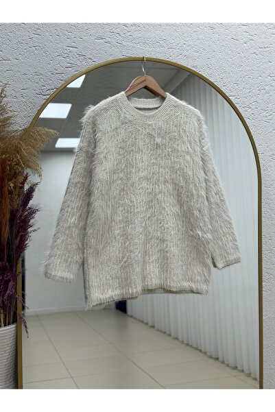 MİHRA STORE Celina Bearded Soft Sweater-Zi̇7004 Stone