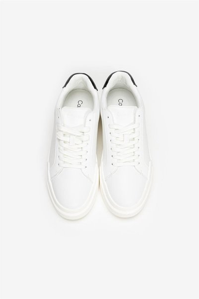 Calvin Klein Kadın Marka Logolu Kalın Tabanlı Elastık Bağcıklı Günlük Kullanıma Uygun Beyaz Sneaker