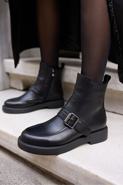 ANGELİNA JONES Velora Women's Black Genuine Leather Boots