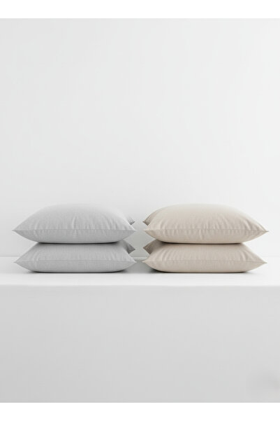 VİENNA 4-Piece Cotton Pillowcase Set 50X70 cm – Double Color Combination – 20 cm Cover Model