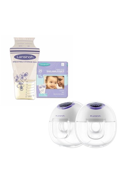 Lansinoh Çiftli Göğüs Pompası ve Süt Saklama Poşeti