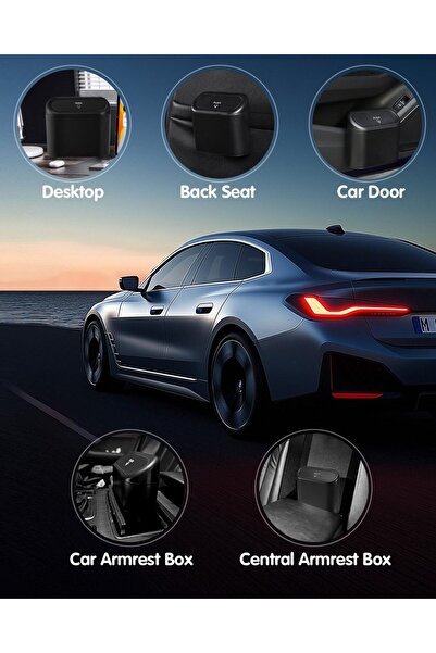 Generic Car Trash Can – Mini Automotive Garbage Bin with Lid, Hanging Design, Includes 150 Plastic Bags