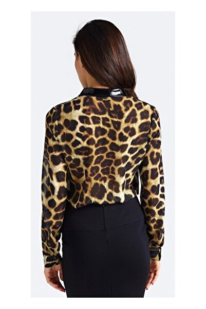 Guess shirt, animal print, black/brown, size S