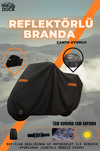Dock TURUNCU REFLEKTÖR-Honda PCX 150 KİLİT VE ÇANTA UYUMLU SİYAH MOTOSİKLET BRANDASI