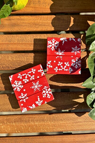 Bag The Joy Leftover - New Year's Themed – Set of 2 Coasters – Snowflakes