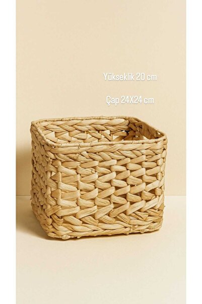 LEONEV kare hasır sepet zigzag örgü 20x24x24 cm