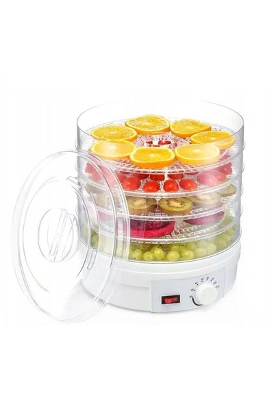 KESNUP Deshidratator de fructe și legume cu 5 tăvi, 35 - 70°C, tavă - 30 cm, ventilator cu circulație a aerului la 360°, alb