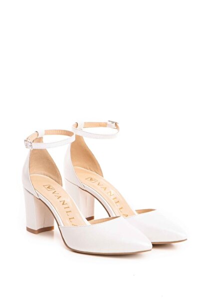 Vanilla Days Pearlescent White Genuine Leather Stiletto Pumps with Low Block ...
