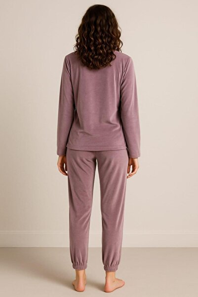 Pemilo Women's 13164-2807 Long Sleeve Velvet Pajama Set Lila