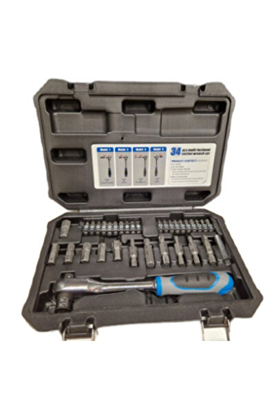 Jack Trusa 34 piese biti clichet cu prindere dubla 1/4 biti si 3/8 tubulare