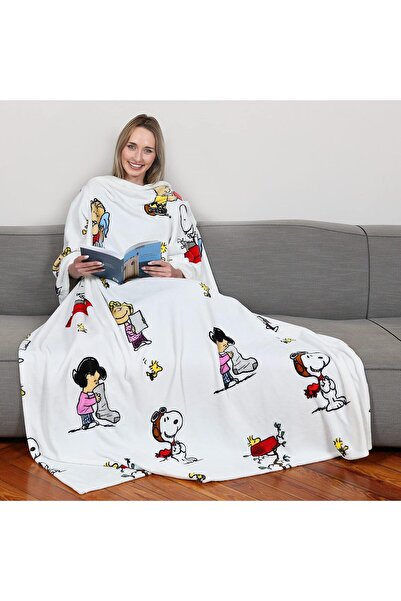 Kanguru Deluxe Snoopy Peanuts Blanket, Light Grey, 140 x 180 cm