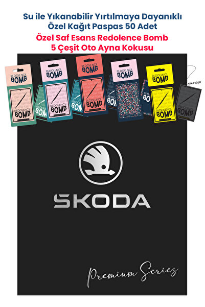 BALKAN AMBALAJ Suya Dayanıklı Skoda Oto Paspas Kağıdı Siyah 50 Adet - 35x50cm 5 Çeşit Ayna Kokusu