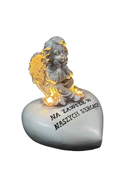 Other Angel LED grave figurine with the inscription FOREVER IN OUR HEARTS 12 cm