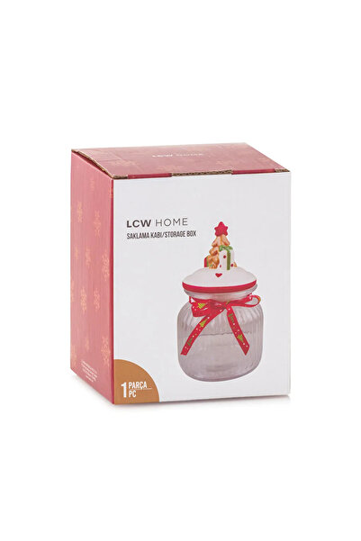 LC Waikiki Lcw Home Colorless Christmas Themed Patterned Glass Jar 20 cm