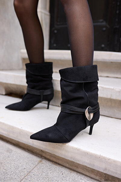 ANGELİNA JONES AVELİA KADİN SİYAH SUET MINI TOPUKLU BOT