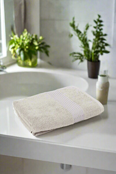 REDTAG Grey Soft Cotton Bath Towel With Viscose Border