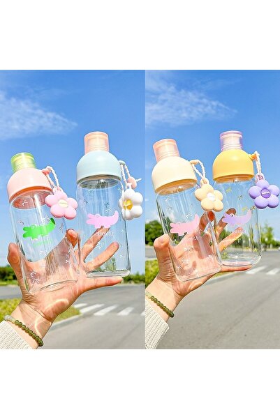 Mixbo water bottle, Crocodile and Flower design, pink, 450 ml