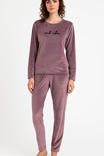 Pemilo Women's 13166-652 Long Sleeve Velvet Pajama Set Lila