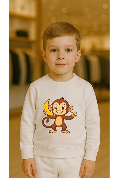 playwear Παιδικό Φούτερ Σετ Ρούχων με στάμπα MONKEY MUZ για Κορίτσια και Αγόρ...