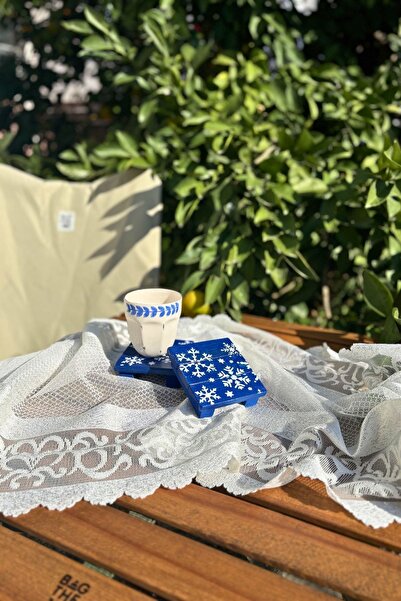 Bag The Joy Leftover - New Year's Themed - Set of 2 Coasters - Snowflakes - Blue