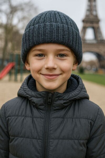 FELLMENS Beretă pentru băiat din lână afumată material reiat 7-12 ani