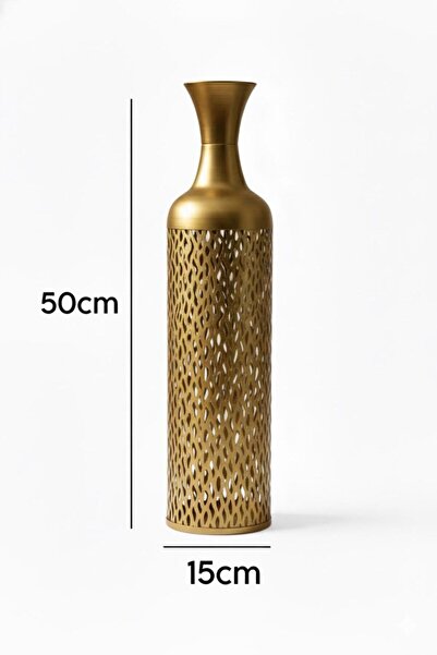 Noor High-quality vase set, gold-colored iron with beautiful decoration, 15*50, 17*65, 20*85