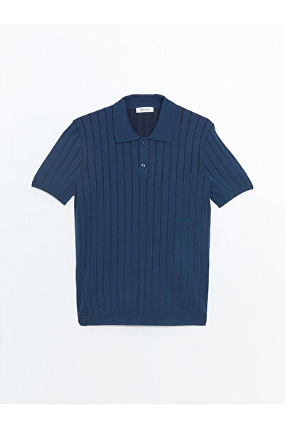 LC Waikiki Ανδρικό πλεκτό πουλόβερ με κοντό μανίκι ριγέ γιακά