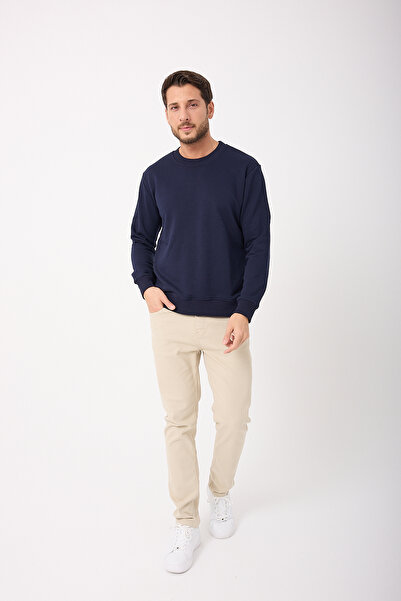 Giyimyol Men's Sweatshirt – Basic, Crew Neck, Comfortable Fit, Soft Cotton Fabric, Oversized