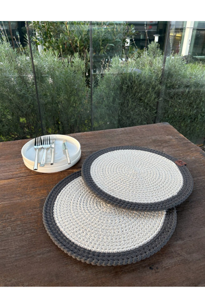 homeınn 2-Person Round American Tablecloth Stain Resistant - Supla White/Anthracite 33X33 cm