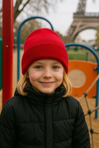 FELLMENS Beretă roșie pentru fete basic 7-12 ani