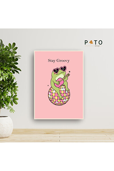 Pato Design 'Stay Groovy' Tablo | Bej Çerçeveli | MDF & UV Baskı