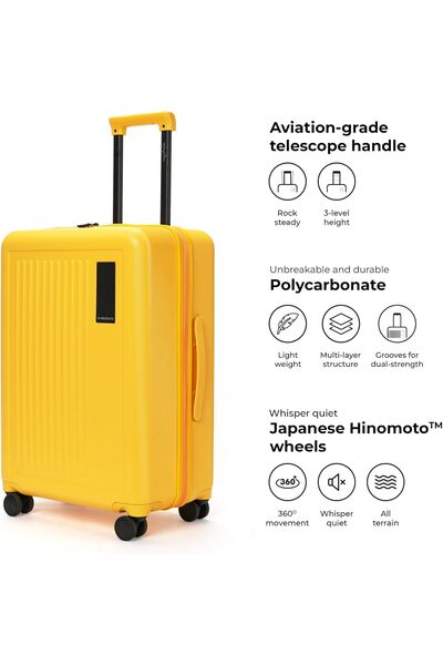 MOKOBARA The Transit Wave - Check-in Luggage, Medium 64 cm, Yellow, Polycarbonate, 8-Wheel, TSA Lock