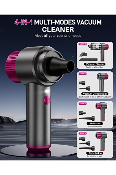 Generic 4 in 1 Air Duster Portable Mini LED Light 15000PA Cordless Handheld Car Vacuum Cleaner