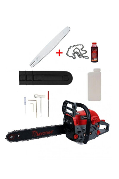 DDT Drujbă pe benzină Mustang, 2 lame, 2 lanțuri și ulei mixt, 5 CP, 52 cm, l...