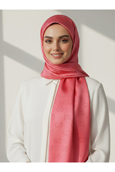 La Fien Women's Vibrant Pink g Patterned Silky Satin Jacquard Shawl