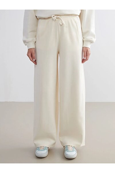 LC Waikiki XSIDE Bej Beli Lastikli Geniş Paça Kadın Eşofman Altı