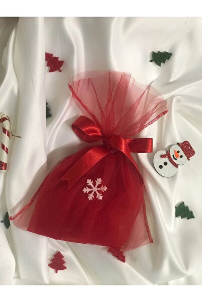 MadyaButik Christmas, New Year's Gift, Women's Red Lace Tulle Thong with Snowflake Detail on the Back, String Model