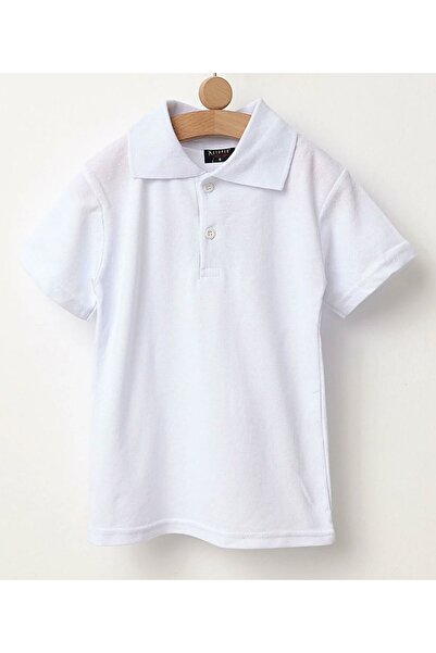 OEM Tricou alb cu guler pentru copii, bumbac,