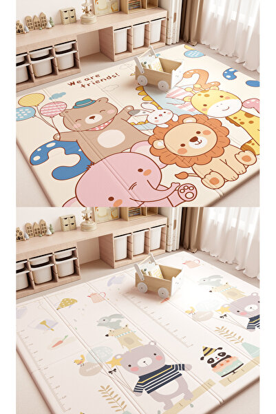 elfobaby We Are Friends - Katlanabilir - Çift Yönlü - Oyun Halısı ve Matı 150X180X1 (Taşıma Çantalı)
