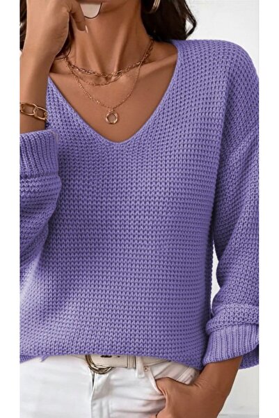 VogueEra Equri̇ Women's Long Sleeve V-Neck Buttoned Knit Blouse
