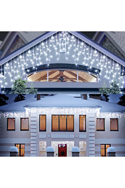 OricareFain Instalatie Craciun Turturi, 20 m, 500 Led, Exterior/Interior, Fir Alb, Interconectabila, Alb Rece