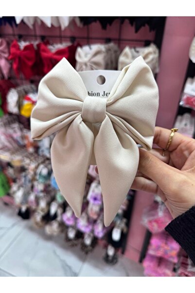 iky aksesuar مشبك شريط كريمي على شكل فيونكة