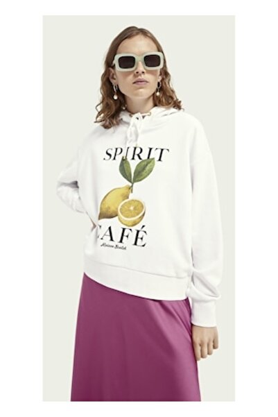 Scotch & Soda hoodie, white, S INTL, cotton and recycled polyester