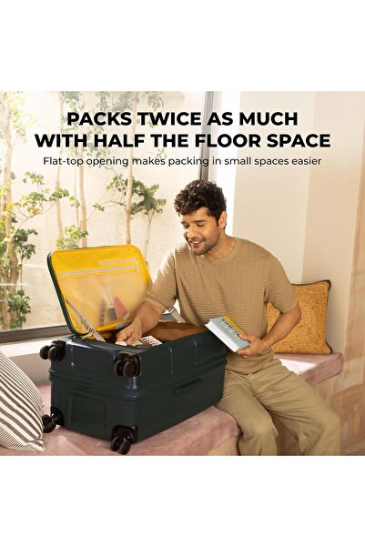 MOKOBARA The Em Access Trunk Check-in Luggage, 85–93L Expandable, Hard Shell, TSA Lock, Green