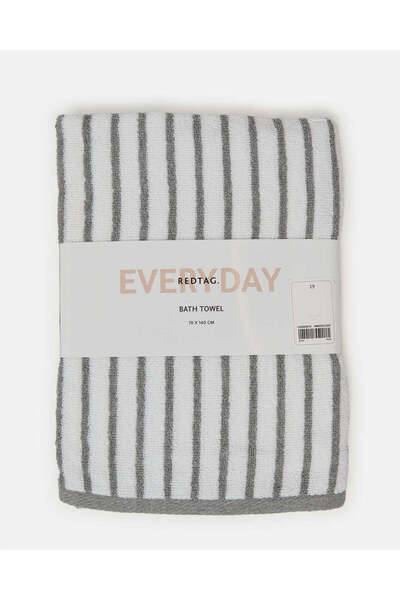 REDTAG Grey Striped Bath Towel