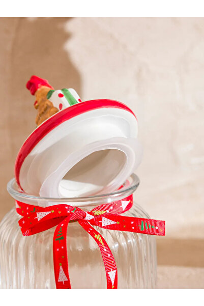 LC Waikiki Lcw Home Colorless Christmas Themed Patterned Glass Jar 20 cm