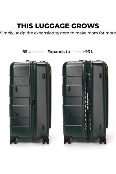 MOKOBARA The Em Access Trunk Check-in Luggage, 85–93L Expandable, Hard Shell, TSA Lock, Green