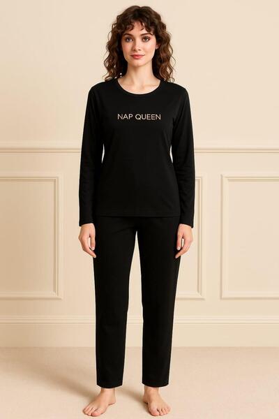 Pemilo Women's 13166-508 long sleeve velvet pajama set black